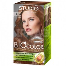 Kreminiai plaukų dažai " Studio BIOcolor", 7.34 miško riešutas 50/50/15 ml